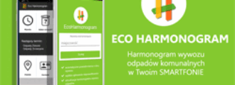 Baner z widocznymi dwoma smartfonami oraz napisem Eco Harmonogram